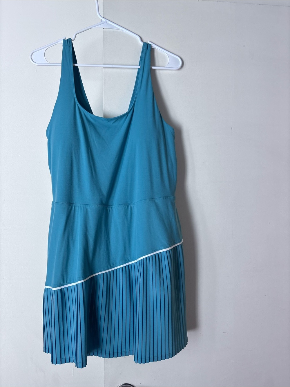 NWOT JoyLab Teal Sleeveless Mini Dress with Pleated Hem